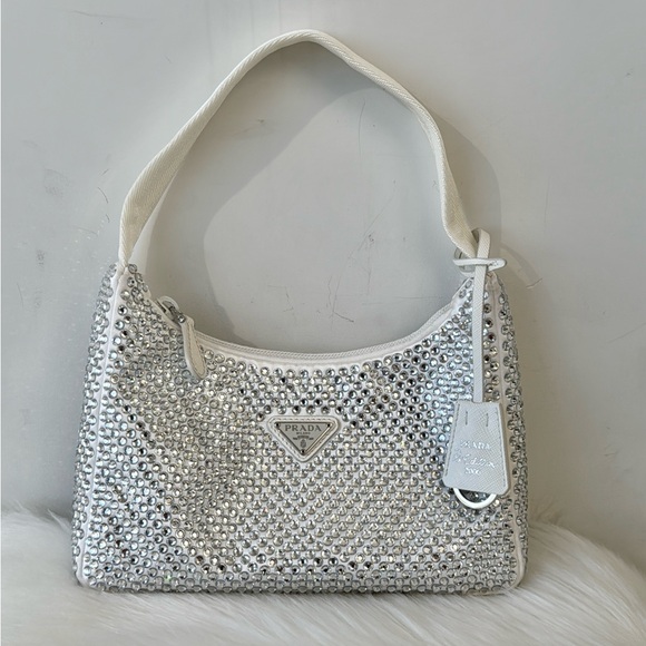 Prada Re-Edition Mini Satin Bag With Crystals - Picture 1 of 2